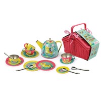 Tiger Tin Tea Set in Picnic Basket 18 Pieces