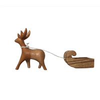 Wooden Reindeer & Sleigh Set