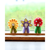Floral Peg Dolls Set - Sunflower, Iris and Toadstool